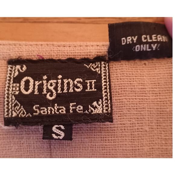 Origins II 100% Cotton Blazer Womens Small Beige with Abstract Design Lagenlook - Picture 5 of 5